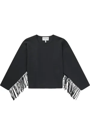 Munthe Top, Dame, Sort, XL, Uld, Sort Fringed Cropped Sweater