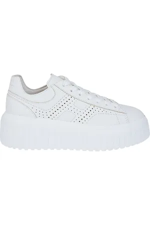 Hogan Sko, Dame, Hvid, 37 1/2 EU, Læder, Hvide lædersneakers med memory foam