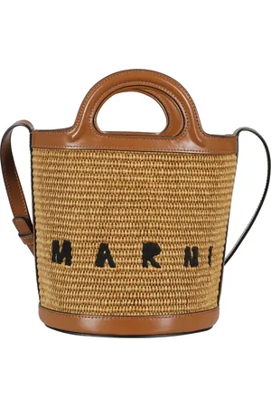 Marni Taske, Dame, Brun, ONE SIZE, Bomuld, Mini Bucket Taske med Justerbar Strop