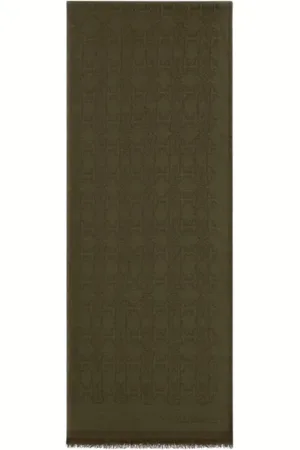 Roberto Cavalli Tilbehør, Dame, Grøn, ONE SIZE, Uld, Monogram Print Uldtørklæde