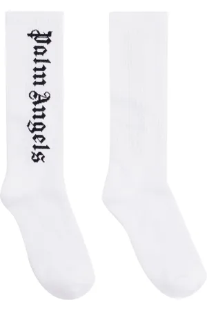Palm Angels Undertøj, Herre, Hvid, L, Bomuld, Logo Intarsia Bomuldsstrømper