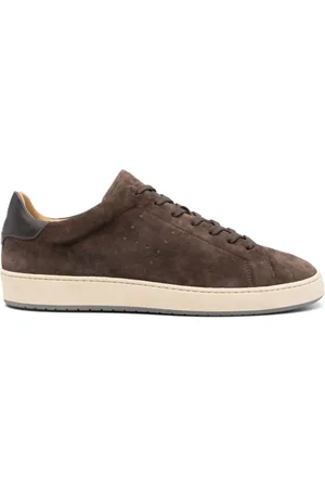 Hogan Sko, Herre, Brun, 43 EU, Læder, Brune Læder Sneakers med Børstet Finish