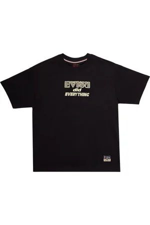 Evisu Top, Herre, Sort, M, Måge Print T-Shirt Sort