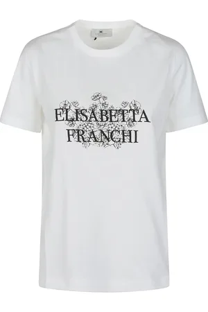 Elisabetta Franchi Top, Dame, Hvid, S, Bomuld, Afslappet Bomuld T-Shirt til Kvinder