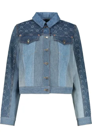 Marine Serre Jakke, Dame, Blå, S, Bomuld, Denim Jakke Kontrastsyning 100% Bomuld