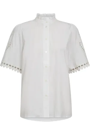 Co`Couture Bluser & Skjorter, Dame, Hvid, M, Elegant Kellisecc Bluse i Hvid