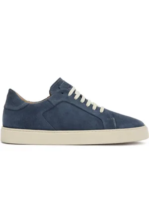 Kazar Sko, Herre, Blå, 40 EU, Læder, Marineblå sneakers på en hvid sål