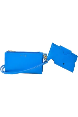 OFF-WHITE Tilbehør, Herre, Blå, ONE SIZE, Læder, Læder Crossbody Taske