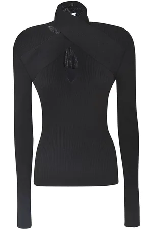 Msgm Strik, Dame, Sort, L, Uld, Ribbet skjorte
