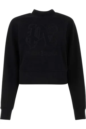 Palm Angels Bluser & Skjorter, Dame, Sort, S, Bomuld, Sort Cropped Sweatshirt