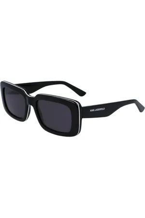 Karl Lagerfeld Tilbehør, unisex, Sort, ONE SIZE, Uld, Indsprøjtet stel solbriller med blå kategori 3 linse