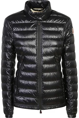 Moncler Jakke, Dame, Sort, XS, Uld, Sort Medonte Hætteforet Ruche-Quiltet Kort Dunjakke