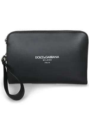 Dolce & Gabbana Taske, Herre, Sort, ONE SIZE, Læder, Sort Læder Lynlås Pung Taske