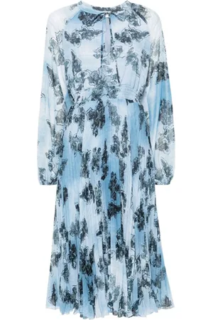 ERMANNO SCERVINO Kjole, Dame, Blå, S, Polyester, Blomstret Midi Kjole