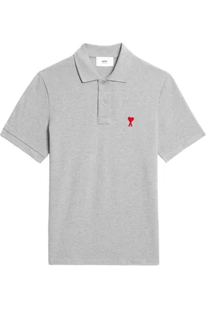 Ami Top, Herre, Grå, S, Bomuld, Bomuld Hjerte Logo Polo Grå