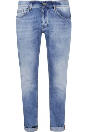 Dondup Jeans, Herre, Blå, W33, Bomuld, Blå Jeans med Whiskering Effekt