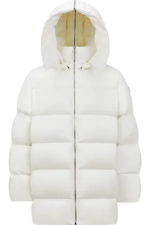 Moncler Jakke, Dame, Hvid, XS, Uld, Dunjakke med aftagelig hætte