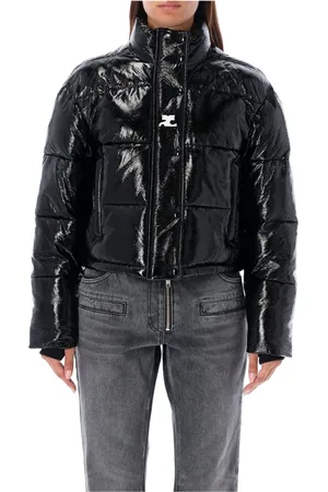 Courrèges Jakke, Dame, Sort, S, Uld, Vinyl Down Jakke
