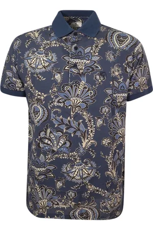 Etro Top, Herre, Blå, S, Bomuld, Blå Blomstret Paisley Print Polo Skjorte