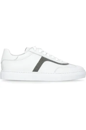 Brunello Cucinelli Sko, Dame, Hvid, 39 EU, Læder, Hvide Lædersneakers med Præcist Detalje