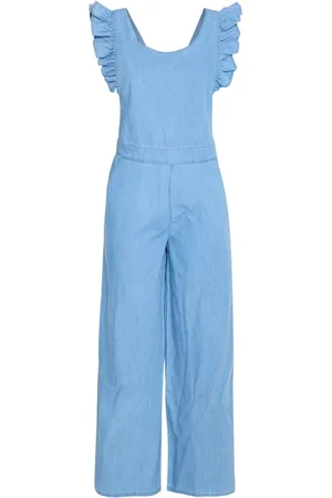 Ichi Jumpsuits & Playsuits, Dame, Blå, M, Uld, Blå Chambray Flare Bukser