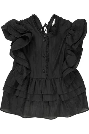 Munthe Top, Dame, Sort, S, Elegant Top med Flæsedetaljer i Sort