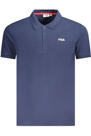 Fila Top, Herre, Blå, L, Bomuld, Blå Bomuldspolo Skjorte med Broderi