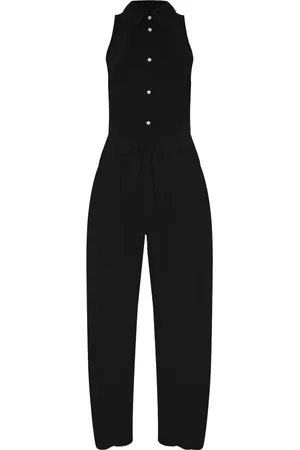 Kocca Jumpsuits & Playsuits, Dame, Sort, M, Uld, Elegant Vest Skjorte Stil Jumpsuit