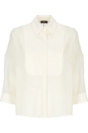 PESERICO SIGN Bluser & Skjorter, Dame, , M, Silke Ivory Skjorte med Krave