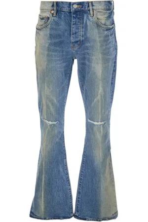 Purple Brand Jeans, Herre, Blå, W32, Denim, Blå Flare Jeans med Logo Patch