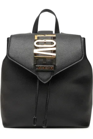 Moschino Taske, Dame, Sort, ONE SIZE, Uld, Sort Logo Bogstav Rygsæk