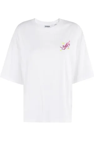 Essentiel Antwerp Top, Dame, Hvid, S, Bomuld, Broderet T-shirt med perledetalje
