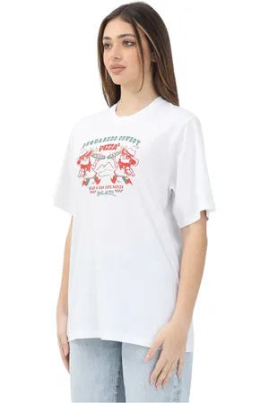 Dsquared2 Top, Dame, Hvid, S, Bomuld, Cowboy Pizza Graphic Hvid T-shirt