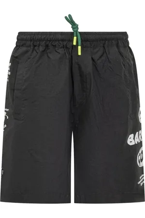 BARROW Shorts, Herre, Sort, S, Nylon, Printede Shorts med Snøre i Taljen Forlommer