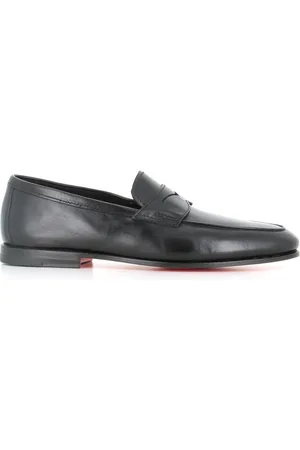 santoni Sko, Herre, Sort, 42 1/2 EU, Læder, Sort læder loafer sko