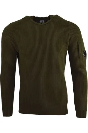 C.P. Company Strik, Herre, Grøn, XL, Uld, Grøn Uld Cardigan med Sidelomme