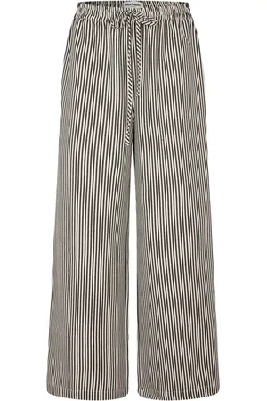 Lollys Laundry Bukser, Dame, Sort, 2XL, Uld, Stribede Brede Ben Bukser Sort