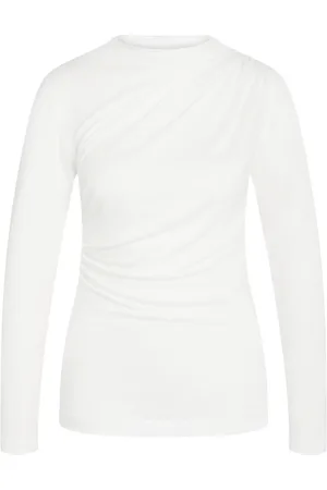 Bruuns Bazaar Top, Dame, Hvid, L, Blouse med draperet look