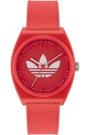 adidas Tilbehør, unisex, Rød, ONE SIZE, Rød Silikone Kvarts Analog Ur