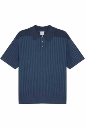 Paul Smith Top, Herre, Blå, XL, Bomuld, Stribet Mesh Polo Skjorte Lavendelblå