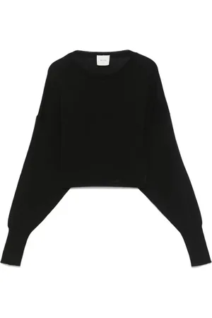 ALYSI Strik, Dame, Sort, M, Bomuld, Bomuld Crepe Cropped Top