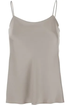 HERNO Top, Dame, Grå, M, Satin, Satin Grå Top med Spaghettistropper