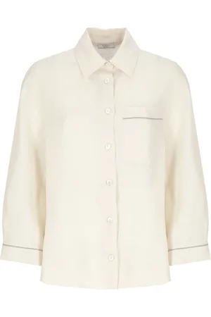PESERICO SIGN Bluser & Skjorter, Dame, , XS, Linned, Ivory Linnedskjorte med Krave