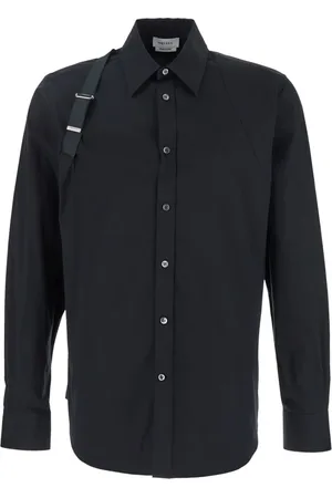 Alexander McQueen Skjorte, Herre, Sort, XL, Bomuld, Sort Harness Tape Skjorter