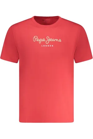 Pepe Jeans Top, Herre, Rød, XL, Bomuld, Rød Logo Print Bomuld T-shirt