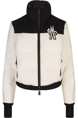 Moncler Jakke, Dame, Hvid, M, Nylon, Twofarvet Vatteret Cardigan