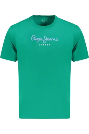 Pepe Jeans Top, Herre, Grøn, XL, Bomuld, Grøn Logo Print Crew Neck T-Shirt