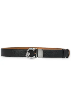 Coccinelle Tilbehør, Dame, Sort, S, Læder, Reversibel læderbælte med logo spænde