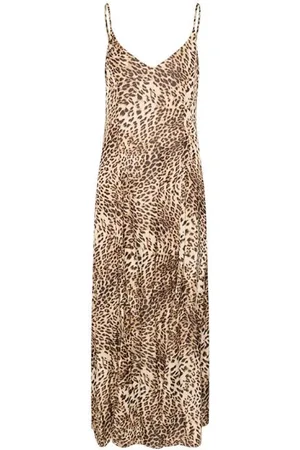 Gestuz Kjole, Dame, , L, Polyester, Leopard Print Midi Kjole