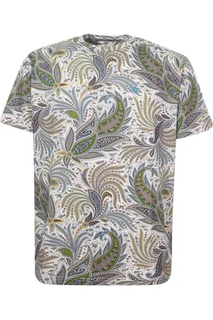 Etro Top, Herre, Grøn, XL, Bomuld, Grøn Paisley Foliage Print Crewneck T-shirt